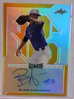 Blaze Alexander 2017 Leaf GOLD PERFECT GAME Auto Autograph #1/1 - Image 1 of 2