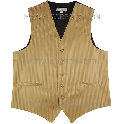 Nuevo Chaleco Esmoquin Para Hombre Chaleco Rayas Verticales Solo Baile de graduación Boda Fiesta Moca Foto 1 de 2