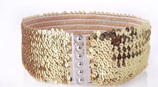 Ladies Womens Fashion Sequins Elastic Stretch Shiny Waist Band Belt - 3 Colours