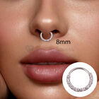 8MM Nose Septum Ear Lip Hoop Ring Piercing Rhinestone Surgical Stainless Steel