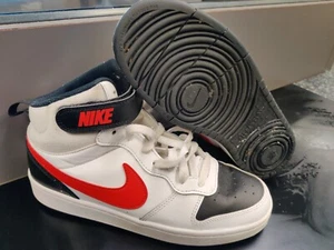 Nike Court Borough Mid 2 shoes size 7y Sneakers women's 8.5 White/Red/Black boys - Picture 1 of 10