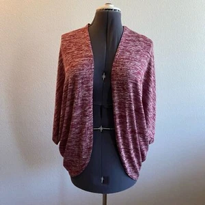 AZULES Ladys Wine Hacci Medium Bat Wing Sleeve Kimono Shrug Open Cardigan - Picture 1 of 6