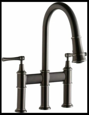 Elkay Explore Antique Oil Bronze Steel 2 Bridge 3 hole LKEC2037AS Kitchen Faucet - Image 1 of 4