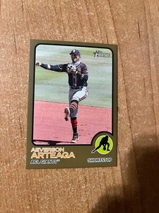 2022 Topps Heritage Minor League - Aeverson Arteaga - #58 Gold Parallel #d 16/18