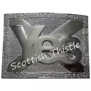 Fibbia per cintura kilt ST Yes Saltire Scozia finitura cromata/cinture scozzesi fibbie - Foto 1 di 4