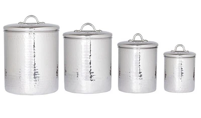 Old Dutch 4 Piece Hammered Canister Set, Stainless Steel - Image 1 of 2