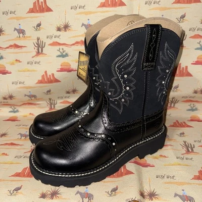 Ariat Women’s 8 Black Gem baby Madison Avenue Metallic Onyx Western Boots Cowboy - Image 1 of 4