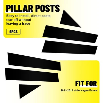 Cubierta de moldura de ventana de puerta de pilar negra brillante para poste Volkswagen Passat 2011-2019 Foto 1 de 4