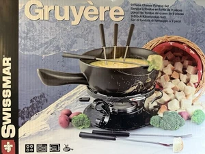 Swissmar Gruyere 9 Piece Swiss Clay Large Cheese Fondue Set in Box with Recipes - Picture 1 of 10