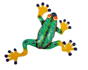 Tropical Green Tree Frog Tiki Decor Haitian Metal Art M Color G - Picture 1 of 1