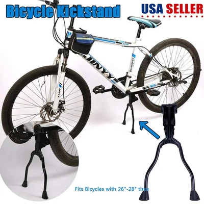 Soporte lateral de doble pierna para bicicleta soporte de bicicleta centro de resorte para 26-28 pulgadas Foto 1 de 4