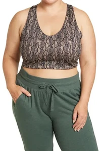 Zella Longline Racerback Sport BH 3X, hellbraun Gingersnap Schlangenmuster - Bild 1 von 4