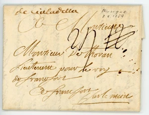 SPAIN 1759 RARE French Occup. Minorca cover 7 years War Ciutadella to Frankfurt - Picture 1 of 4