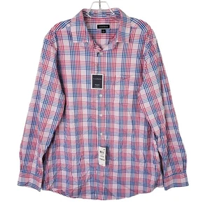 Club Room Mens Small Pink Combo LS Stretch Performance Plaid Shirt Business New - Picture 1 of 7