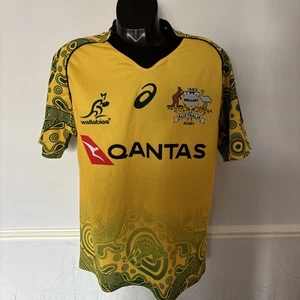 Asics Australia Rugby Wallabies Shirt Jersey Yellow Men's Extra Large XL - Picture 1 of 6
