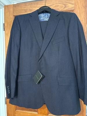 Ermenegildo Zegna ткани 2 изделия костюм классический темно-синий шерсти шелк Италии 44R - Изображение 1 из 4