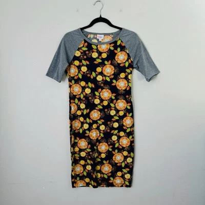 Платье с коротким рукавом LuLaRoe оранжевое с цветочным принтом женское размер XS - Изображение 1 из 4