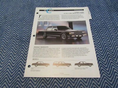 1988 CHEVROLET CAPRICE DEALER ALBUM SALESMANS PRODUCT INFO SHEETS SET - Image 1 of 3
