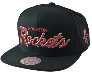 Houston Rockets NBA Foundation Script Hombres Negro Snapback Sombrero por Mitchell & Ness - Imagen 1 de 8