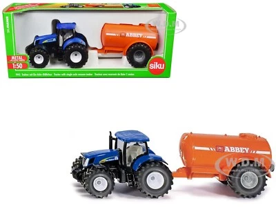 NEW HOLLAND T7070 TRACTOR W/ ABBEY VACUUM TANKER 1/50 DIECAST MODEL BY SIKU 1945 - Image 1 of 2