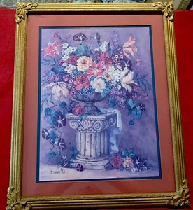 Vintage Gold Framed & Matted ‘ Old World Floral Print’ Signed By Barbara Mock - Picture 1 of 9
