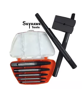 6-Pc Screw Extractor Easy Out drill & Tap Handle set Broken Screws Bolts Remover - Foto 1 di 1