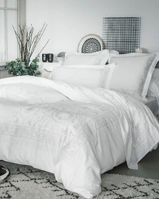 ANNE DE SOLENE MAJESTE QUEEN DUVET COVER CASES SHAMS 5p SET SILVER PAISLEY LACE - Image 1 of 4