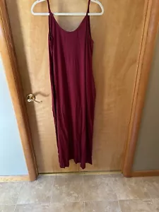 NEW****Women's Burgundy Summer Strap T-Shirt Maxi Sun Dress w/ Pockets ~ 2 XL - Picture 1 of 4