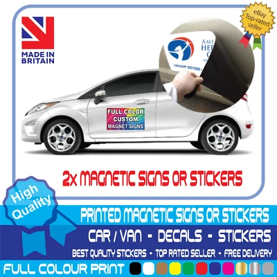 GRAFIX SHACK 2x MAGNETIC SIGNS MOTORWAY GRADE VEHICLE, VAN, CAR FULL COLOUR PRINTED STICKER
