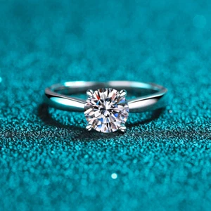 Anillos de moissanita de 1/2 quilate color D VVS1 para mujer S925 anillo de plata esterlina AZ240-J - Imagen 1 de 8