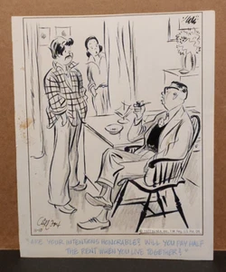 SIDE GLANCES Daily Comic Strip Original Art 11-10-1977 GILL FOX Dad Worries - Picture 1 of 7