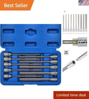 S2 Steel 10-Piece Extra Long Hex Socket Set - 3/8" Drive, Organized & Reliable - Image 1 of 4