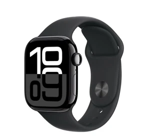 Apple Watch Series 10 42mm Jet Black Aluminium Case Black Sport Band M/L VAT Inv - Picture 1 of 9