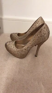 Benjamin Adams Swarovski Crystal Gold Stilettos WORN ONCE RRP £350 - Picture 1 of 4