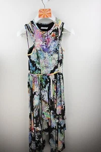 Talulah 100% silk cutout bodice high low sleeveless watercolour multi size S - Picture 1 of 7