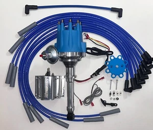 1966-1967 CADILLAC 429 BLUE Small Cap HEI Distributor + 60K Coil + Wires USA - Picture 1 of 21