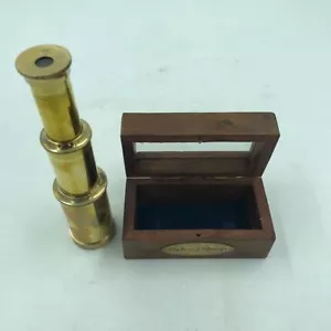 Captain's Telescope Solid Brass 6 inch w/ Display Box, Pirates & the High Seas - Picture 1 of 4