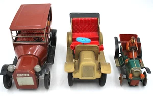 3 Tin Lithograph Antique 1915 Ford Model T Touring Cars 1 Battery Operated Japan - Picture 1 of 9