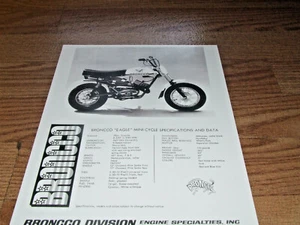 ¡WOW! HOJA DE DATOS Y ESPECIFICACIONES DE MINI CICLO BRONCCO EAGLE de colección - Imagen 1 de 1