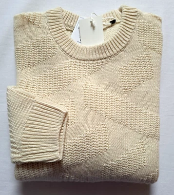 Herren Pullover XL ca.54, XXL ca.56/58 Wolle 70% s.dicht creme Strickmuster Rund - Bild 1 von 4