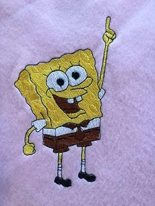 Handmade Personalized Fleece 30x30 inches, Embroidery Baby Blanket SpongeBob - Picture 1 of 1