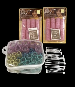 Vintage (2) Goody SHR & (1) Pastel Mesh Hair Brush Rollers Curlers w/ Pins READ - Picture 1 of 11