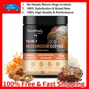 10 in 1 Mushroom Instant Coffee /Lion's Mane Reishi-Chaga/4.4 Oz/Best By 03/2027 - Picture 1 of 9