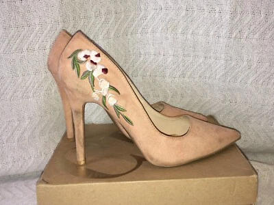 ZAPATOS SIN CORDONES SEÑORA TALLA 10 CHARLOTTE RUSSE MILIA-83 GAMUZA RUBOR PU 4,5" TACÓN Foto 1 de 4