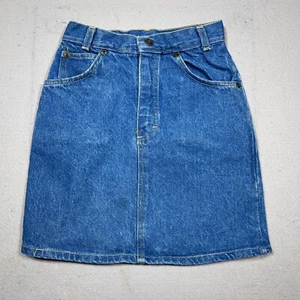 Vintage Denim Jean Skirt Size 10 High Waisted Mid Wash 5 Pockets 70s - Picture 1 of 9