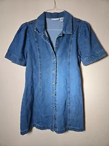 Sincerely Jules Denim Jean Button Down Dress LARGE Women's Junior's Collar - Picture 1 of 5