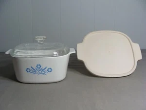 1 Corning A-3-B, 3 Lt Casserole Dish With 2 Lids In The Blue Cornflower Pattern - Picture 1 of 5