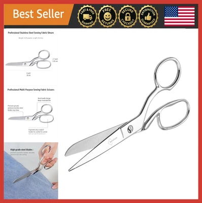 8" Heavy Duty Stainless Steel Fabric Scissors, Tailor Sewing Shears, Ergonomic G - Image 1 of 4