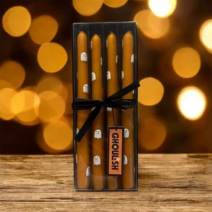 Juego de 4 macabros candelabros de Halloween fantasma naranja oscuro - Imagen 1 de 1
