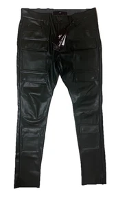 Jordan Craig Legacy Edition Men’s Faux Leather Cargo Pants Dark Green Size 34 - Picture 1 of 6